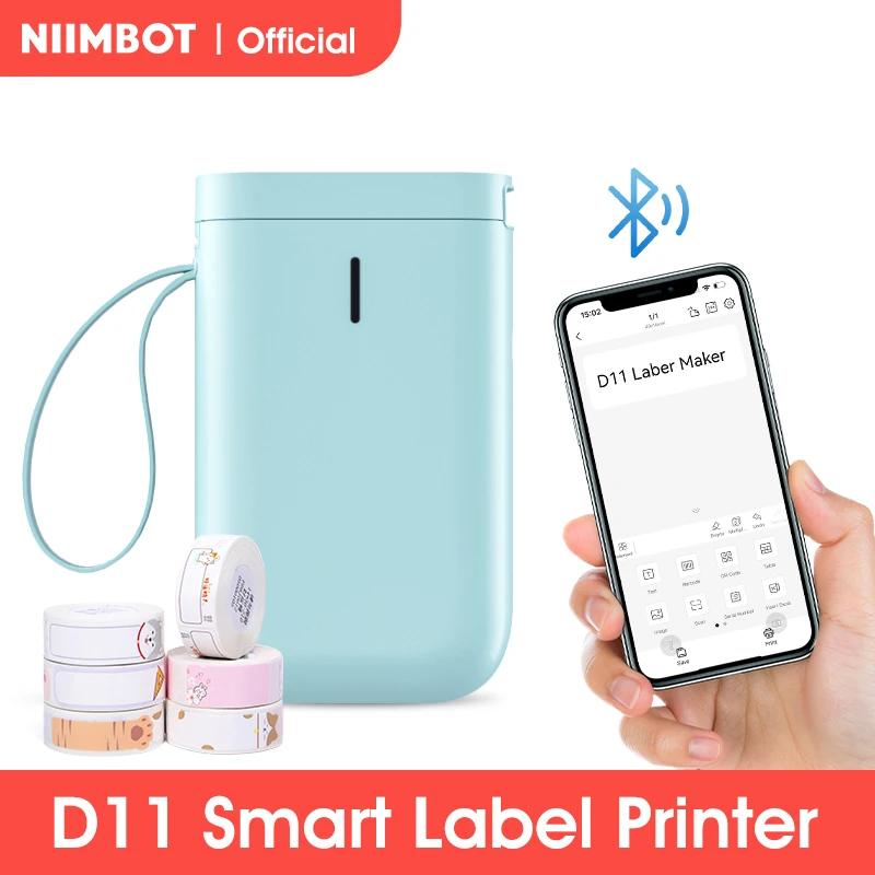 NiiMbot-D11 휴대용 무선 블루투스 감열 라벨 프린터, 라벨 메이커 기계, 여러 템플릿 사용 가능, 사무실, 가정용